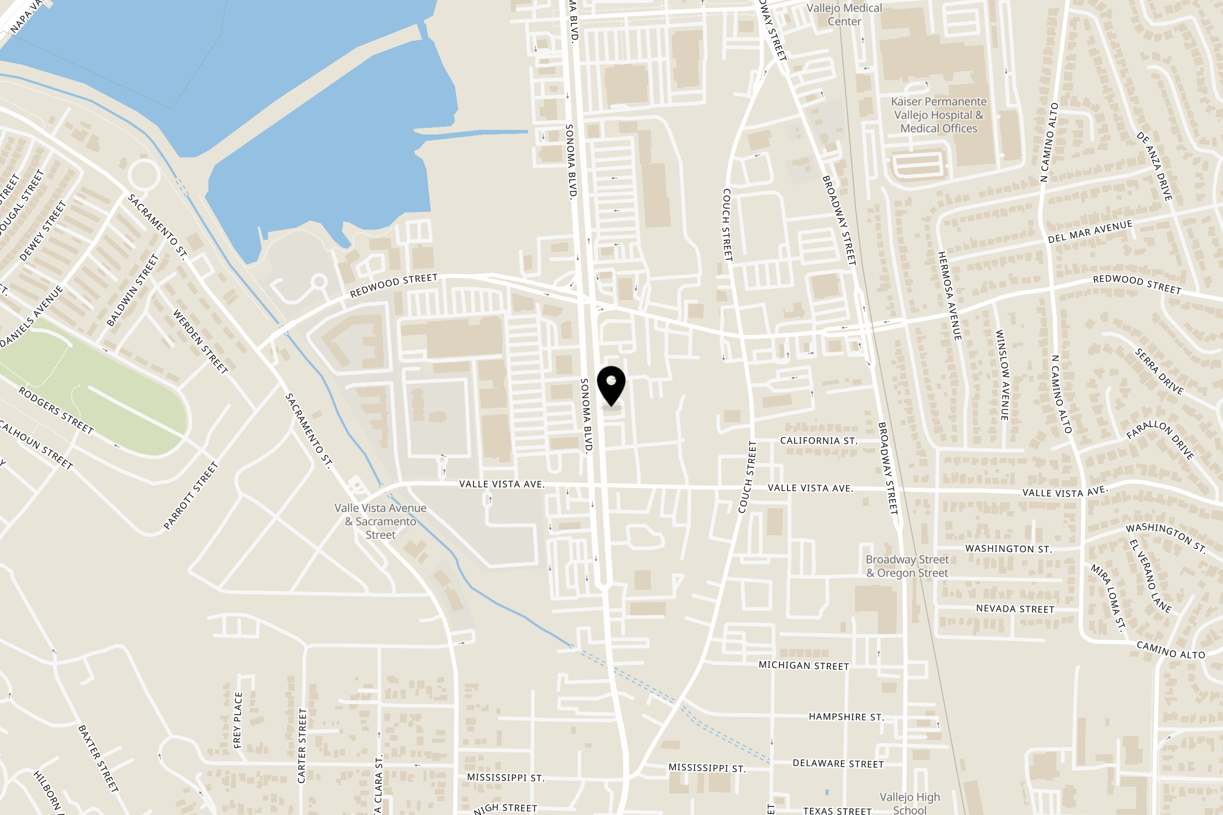 Map showing Tacos Jalisco at 3420 Sonoma Blvd in Vallejo